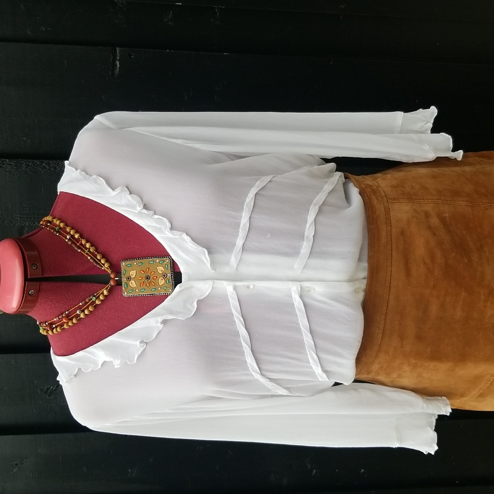 Elegant White Ruffled Blouse